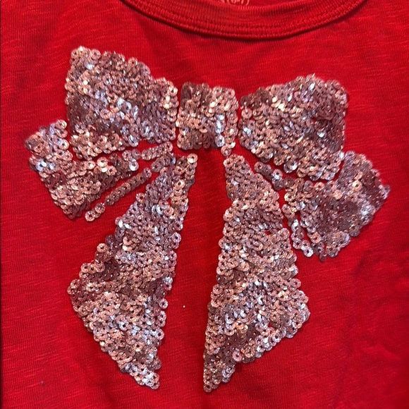 Crewcuts J. Crew Girls Small 6/7 Red Sequin Bow Kids Shirt - Picture 4 of 9